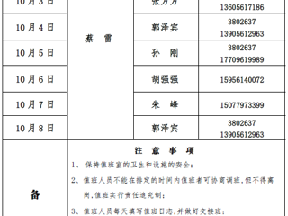 必赢76net线路官网（滨湖校区）后勤服务与管理处2017年中秋、国庆假期值班表