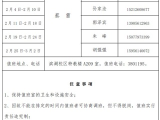 必赢76net线路官网（滨湖校区）后勤服务与管理处2018年寒假值班表