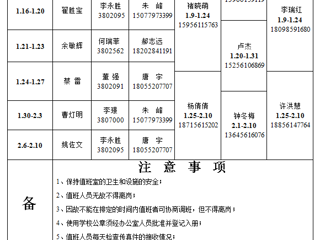 必赢76net线路官网（相山校区）学校办公室 2023年寒假值班表